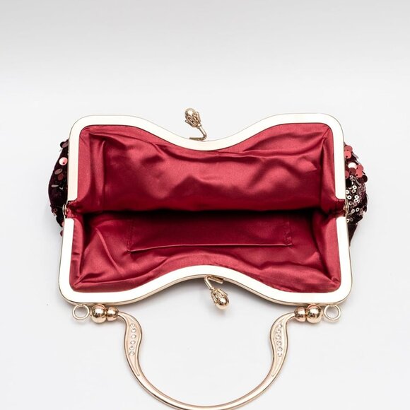 Exquisite Two-Tone Sequin Velvet Bag with Bud Clasp - Elevate Your Evening Look - Picture 7 of 7